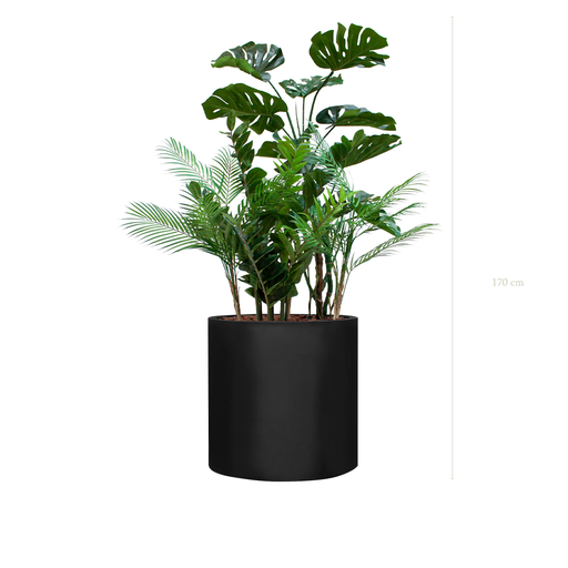 [A-J8-FB27] The Holbox - Black Cylinder Pot #Artificial