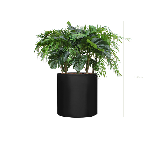 [A-J10-FB27] The Java Black Large Round Planter #Artificial