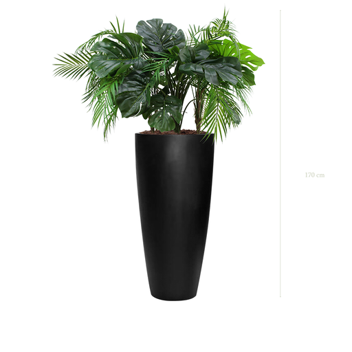 [A-J10-FB28] The Java in a tall round black pot #Artificial