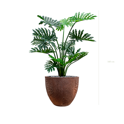 [A-PT22-FC9] Der Philodendron – texturierter brauner Topf #künstlich