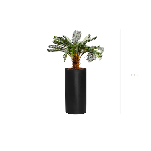 [A-PT21-FB17] Die kleine Cycas in einem hohen schwarzen Zylindertopf #Künstlich