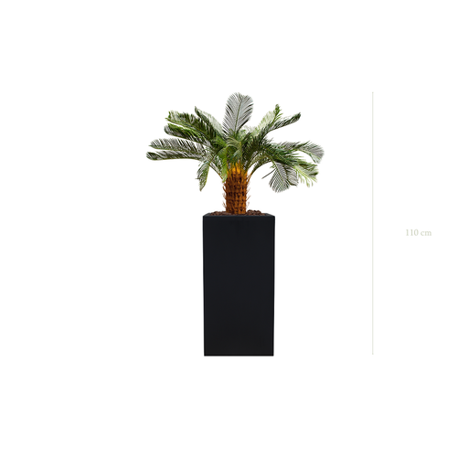 [A-PT21-FB19] Die kleine Cycas in einem hohen schwarzen Würfeltopf #Künstlich
