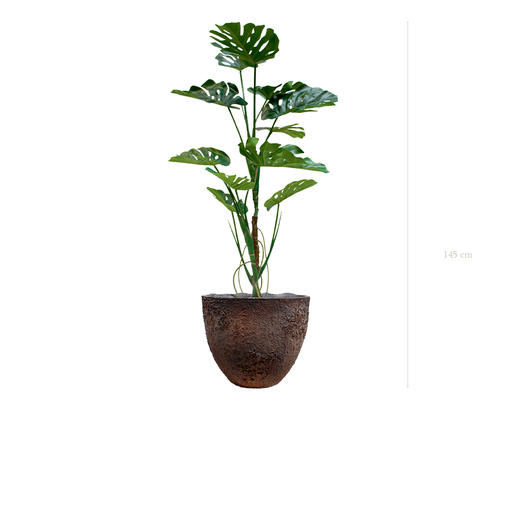 [A-PT17-FC7] die Monstera-Pflanze - texturierter brauner Topf #künstlich
