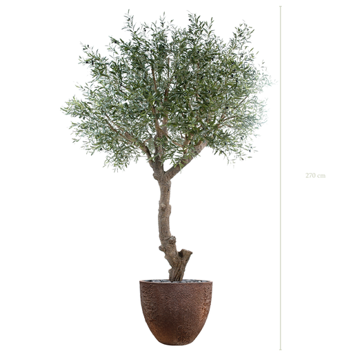[A-AB2-FC9] The Tall Olive tree in brown oyster pot #Artificial
