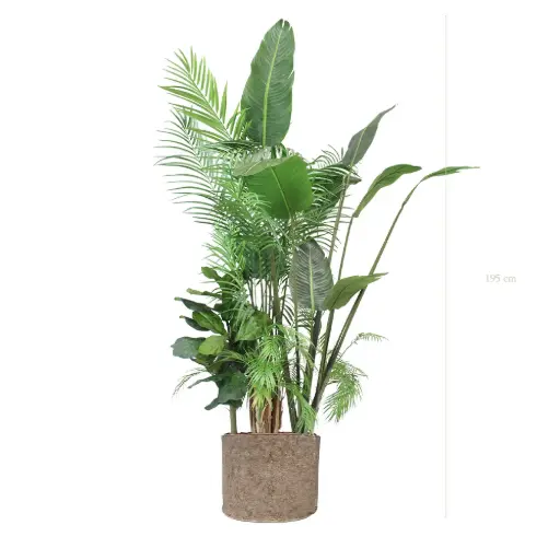 [A-J7-TI7] The Bornéo – Beige Fabric Pot #Artificial