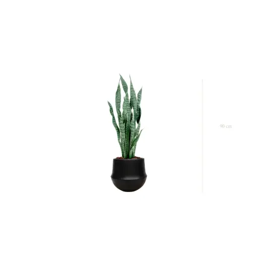 [A-PT27-CE9] Le Sansevieria - Pot Rond Noir - Artificiel
