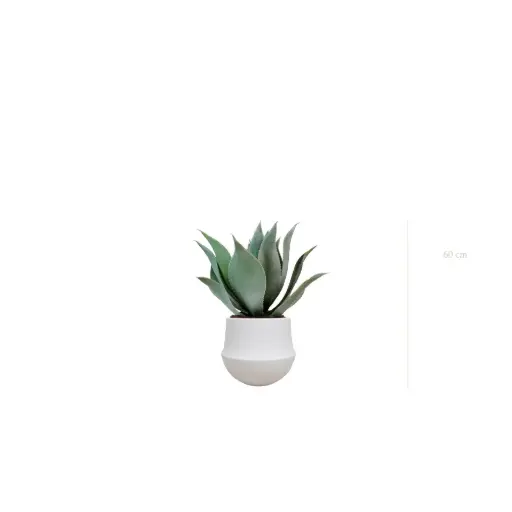 [A-PT24-CE1] L'Agave - Pot Rond Blanc #Artificiel