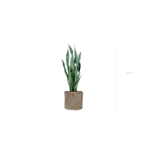 [A-PT27-TI5] Le Sansevieria - Pot Tissu Beige - Artificiel