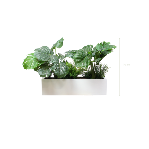 [A-J2-FB16] Jardinière Monstera 70 cm - Bac Blanc #Artificielle