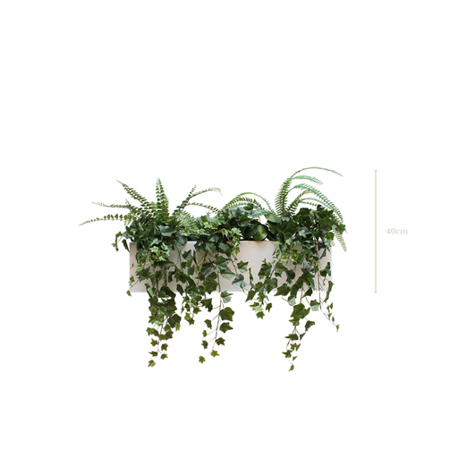 [A-J4-FB16] Jardinière Quito Lierres 40 cm - Bac Blanc #Artificielle