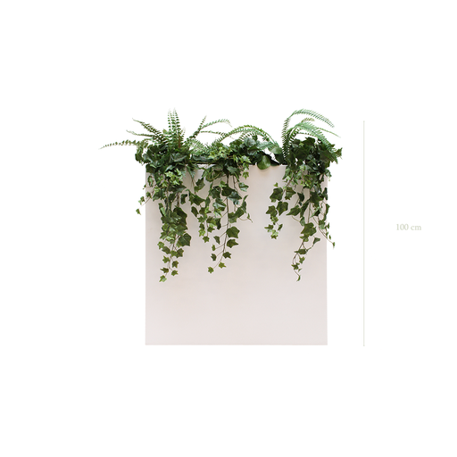 [A-J4-FB3] Raumteiler L. Quito Ivy 100 cm – Weißer Pflanzkübel #Künstlich