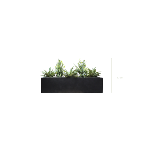 [A-J5-FB15] Jardinière Mexico 40 cm - Bac Noir #Artificielle
