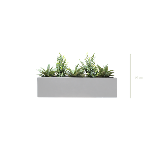 [A-J5-FB16] Jardinière Mexico 40 cm - Bac Blanc #Artificielle