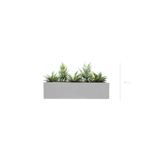 [A-J5-FB16] Jardinière Mexico 40 cm - Bac Blanc - Artificiel