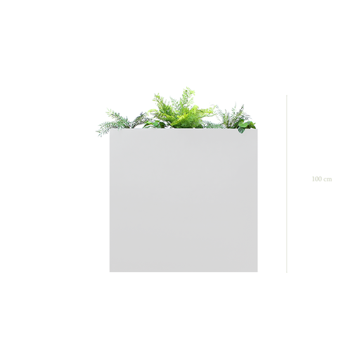 [A-J6-FB3] Raumteiler L. Caracas 100 cm - Weißer Pflanzkübel #Künstlich