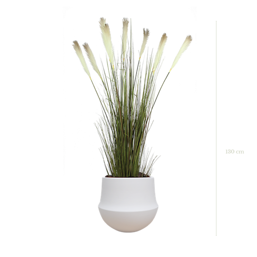 [A-TG1-CE1] La Pampa 140 cm - Pot Rond Blanc #Artificielle