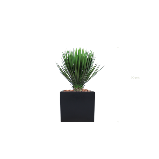 [A-PT13-FB7] Der Yucca 90 cm – schwarzer kubischer Topf #Künstlich
