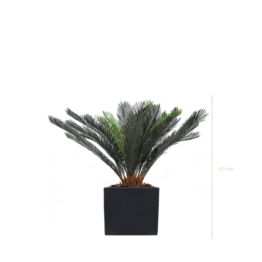 [A-PT14-FB9] Der Cycas 115 cm - Schwarzer kubischer Topf #Künstlich