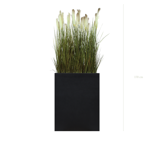 [A-TG1-FB2] Raumteiler M. Pampas 170 cm - Schwarzer Pflanzkübel #Künstlich