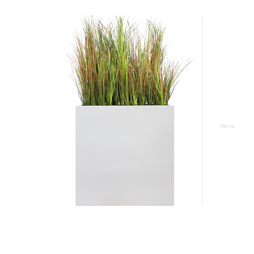 [A-TG3-FB3] Raumteiler L. Skandinavische Gräser 150 cm - Weißer Pflanzkübel #Künstlich