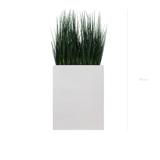 [A-TG7-FB1] Raumteiler M. Zen-Gräser 150 cm - Weißer Pflanzkübel #Künstlich