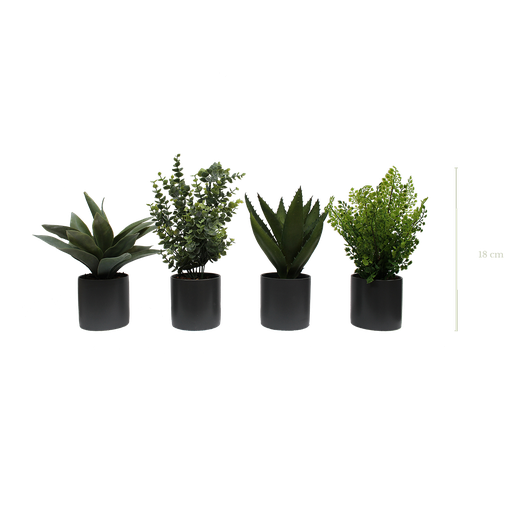 [A-PP2-CE6] Set mit 4 bepflanzten Zylindern - Graue Töpfe #Künstlich