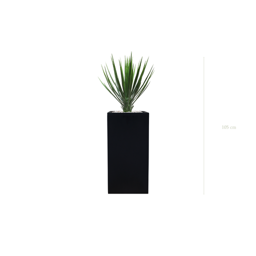 [AE-PT2-FB19] The Yucca - Tall Black Cube Pot #Artificial #Outdoor