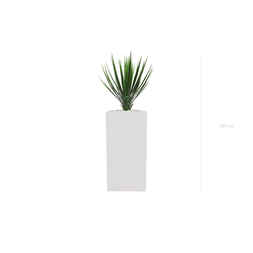 [AE-PT2-FB20] The Yucca - Tall White Cube Pot #Artificial