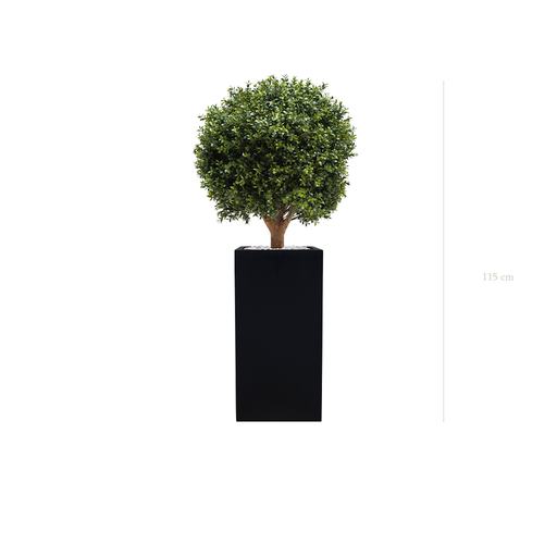 [AE-PT7-FB19] The Boxwood - Tall Black Cube Pot #Artificial #Outdoor
